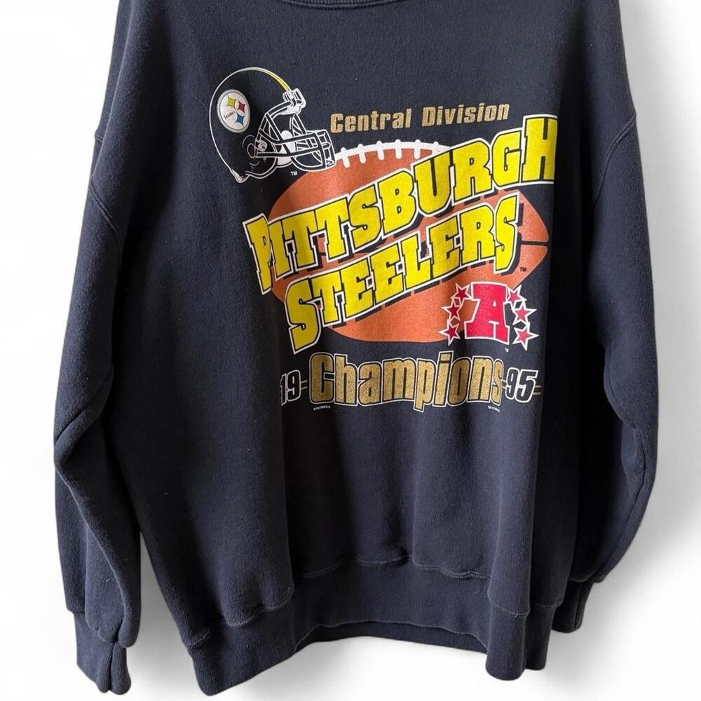 Vintage 90s 1995 Pittsburgh Steelers NFL football crewneck sweatshirt Lee Sport